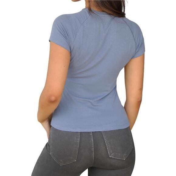 Women Casual Activewear T Shirts Basic Crewneck - Picture 2 of 6